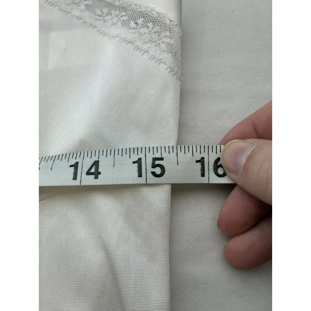 Vintage Lorraine Full Slip Dress Women's Nylon Lace White Size 36 Made In USA‎